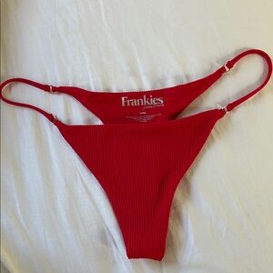 Frankie’s Bikinis Cherry Red Bikini Ribbed Skimpy Bottom